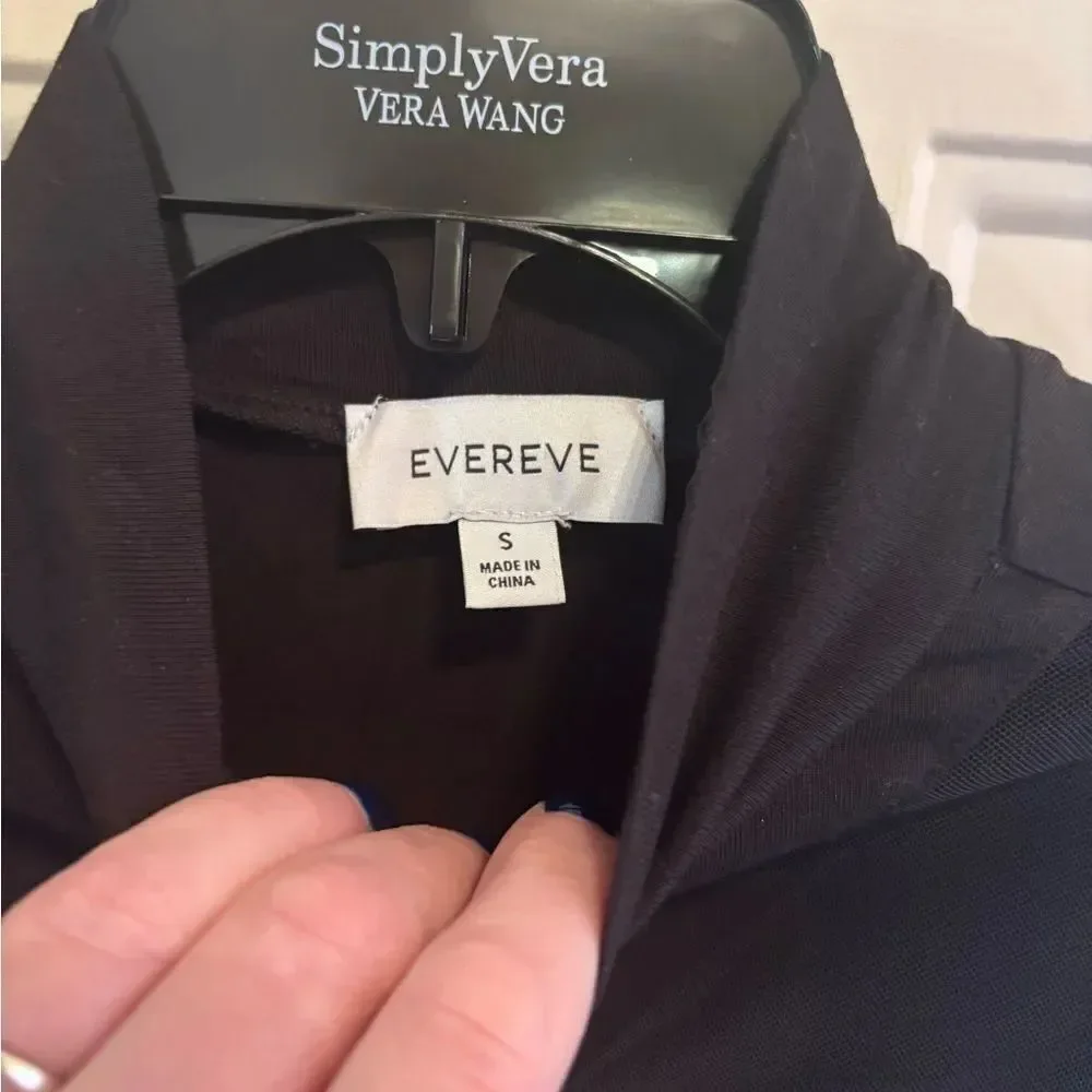 Evereve Black Long-Sleeve Turtleneck Tee with Sheer cutouts